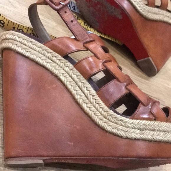 Christian Louboutin Barcelona Peep Toe Sling Back Wedge Pumps - Picture 10 of 17